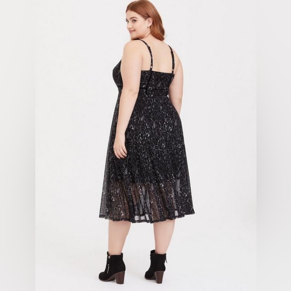 Torrid Dark Gray Leopard Mesh Midi Dress ** SZ 1 - Picture 3 of 9